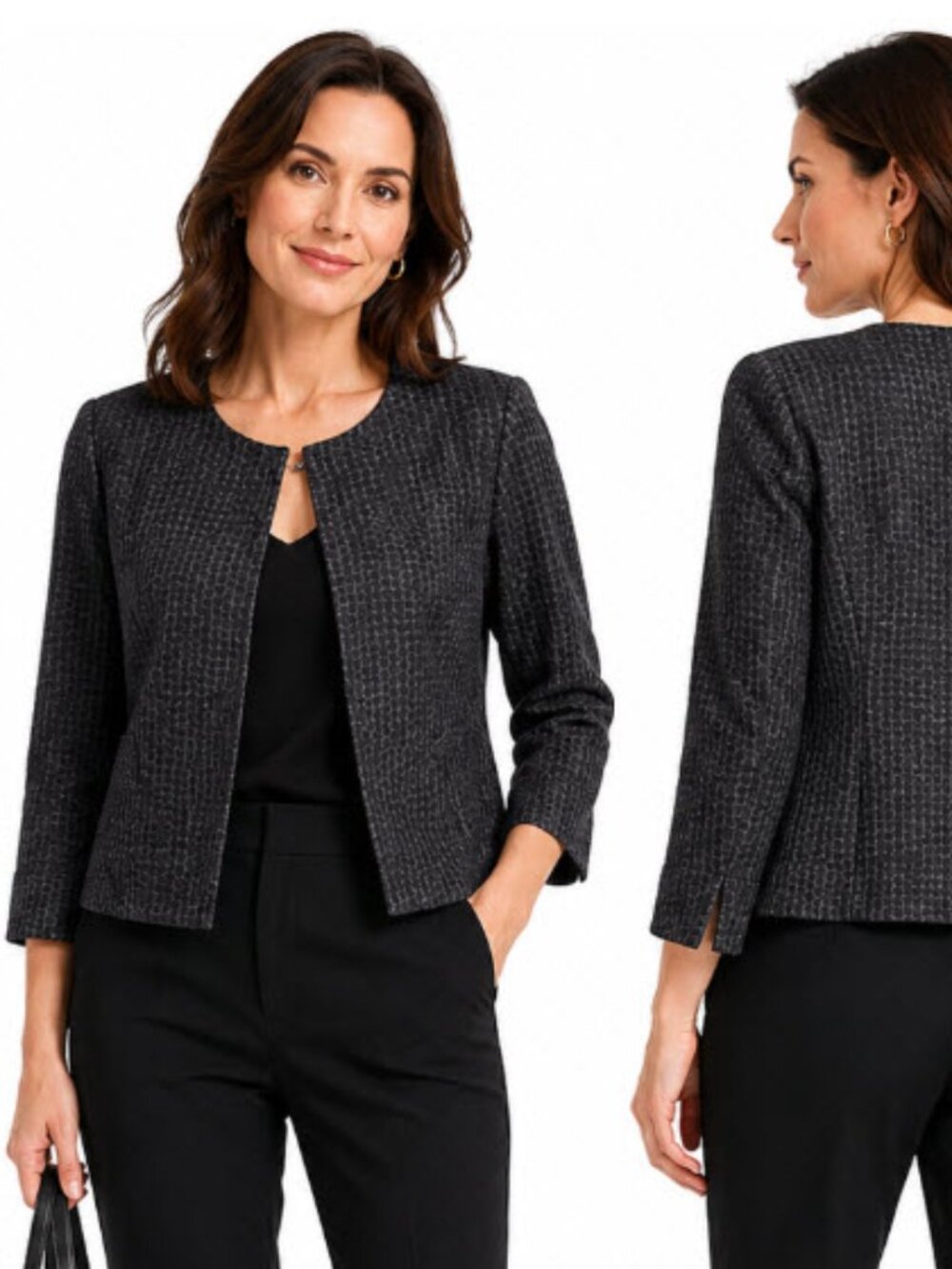 Eileen Fisher Organic Cotton Black Blazer Size small
